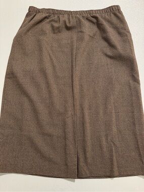 Allison Daley Brown Tan Black Houndstooth Polyester Blend Knee Length Skirt 14